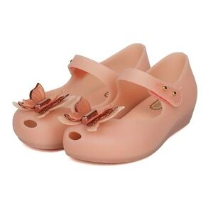 NEW! Mini Melissa pink rose gold Ultragirl BUTTERFLY Mary Jane jelly shoes
